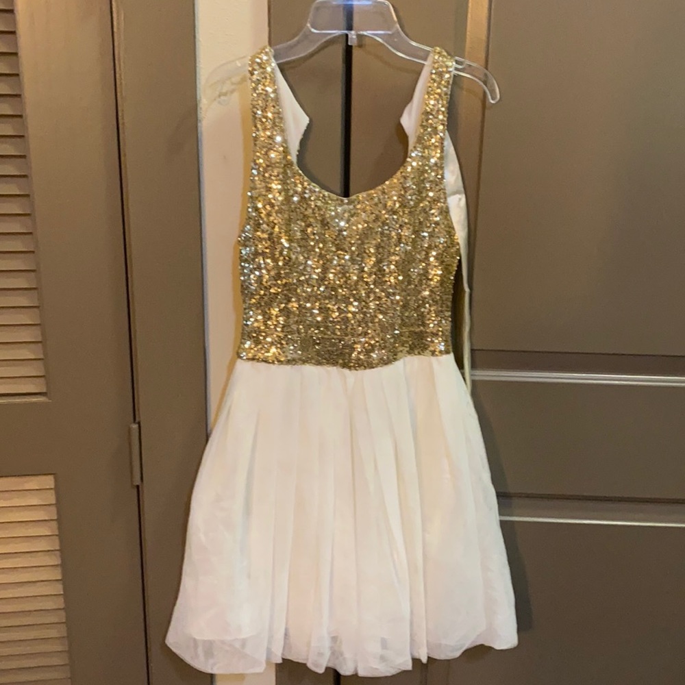 Gold and white homecoming dress